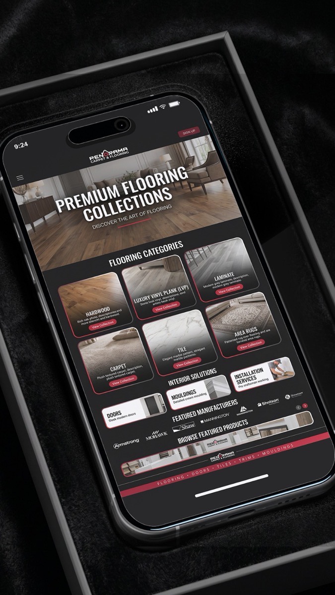 Renorama premium flooring collections page with category grid